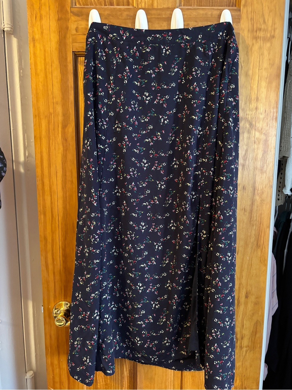 Lulu's Navy Maxi Skirt with Tiny Floral Print